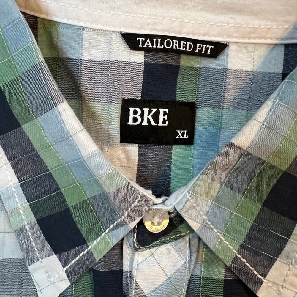 BKE Tailored Fit, Long Sleeve Button Down Plaid Cotton Shirt, Men's XL